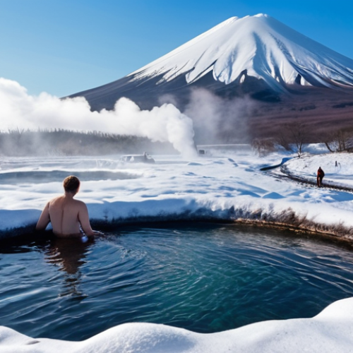 Home 11 **
A picturesque winter scene in Kamchatka. Snow-covered landscape with steaming hot springs and a distant volcano. People are relaxing in the thermal water, enjoying the contrast between the hot water and the cold air. The overall feeling is one of tranquility and connection with nature.
**